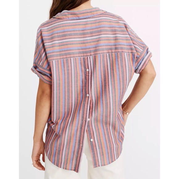 Madewell Tops - Madewell Courier Button Back Shirt in Rainbow Stripe